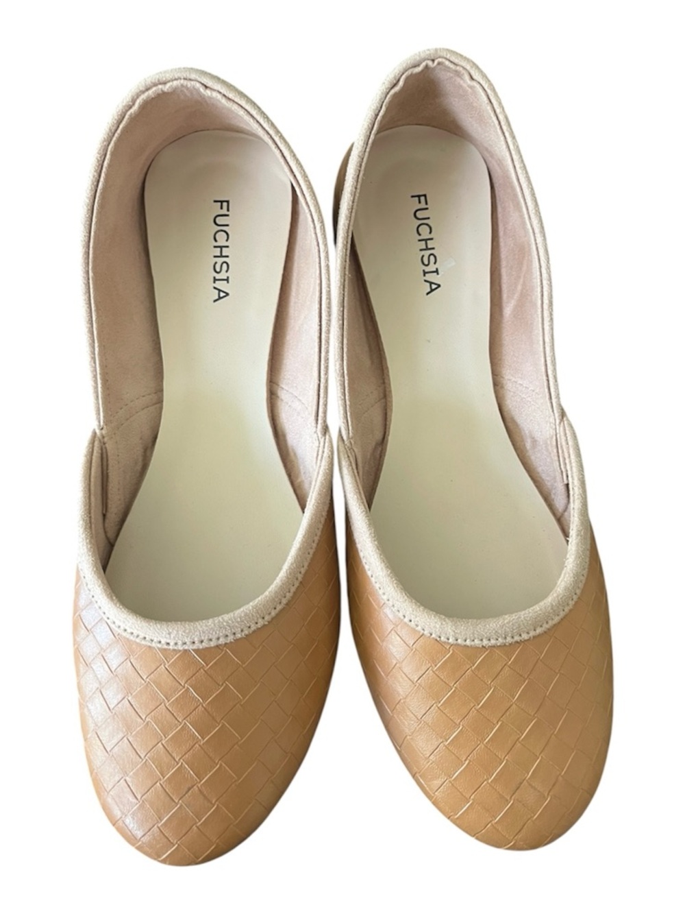 Fuchsia Women's Tan Woven Ballet Flats NWOB